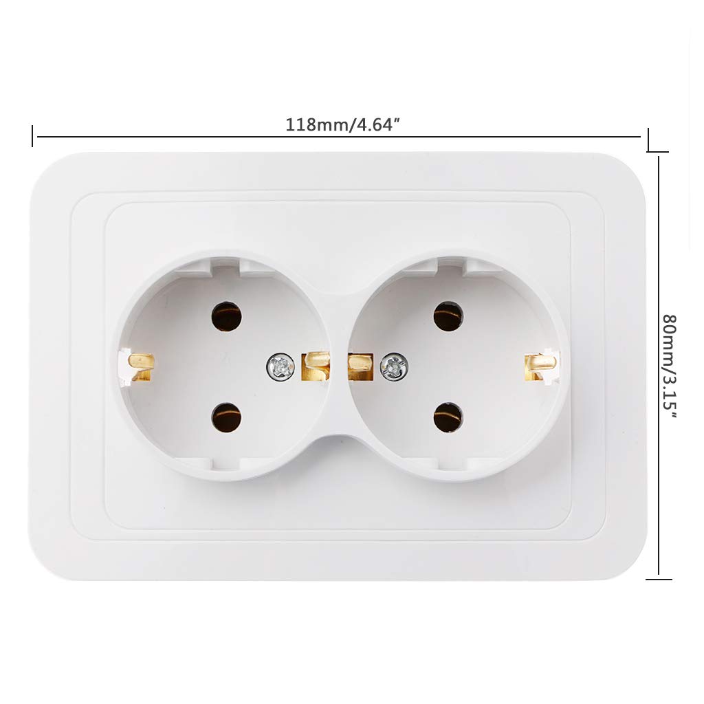Saccgt 220V/16A 118x80mm EU Double Ground Socket Household